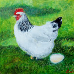 Peinture à l'huile Poule oeuf