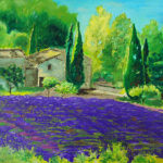 Peinture huile Provence champ lavande